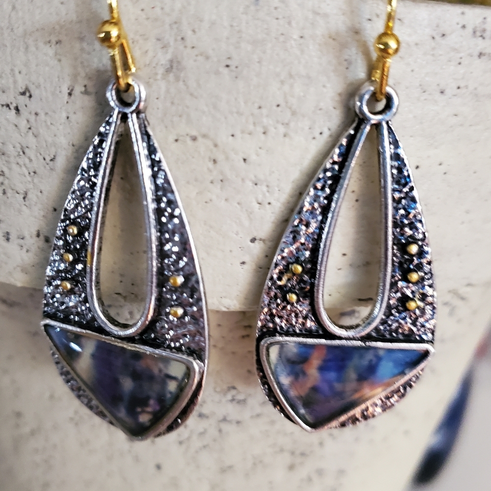 Silver Tone Boho Artsy Look Earrings - Picture 8 of 8